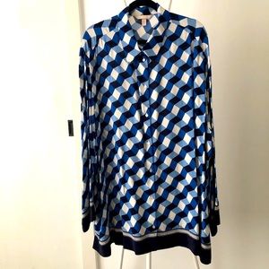 H&M TOP PATTERNED SHIRT LONG RELAXED OVERSIZED